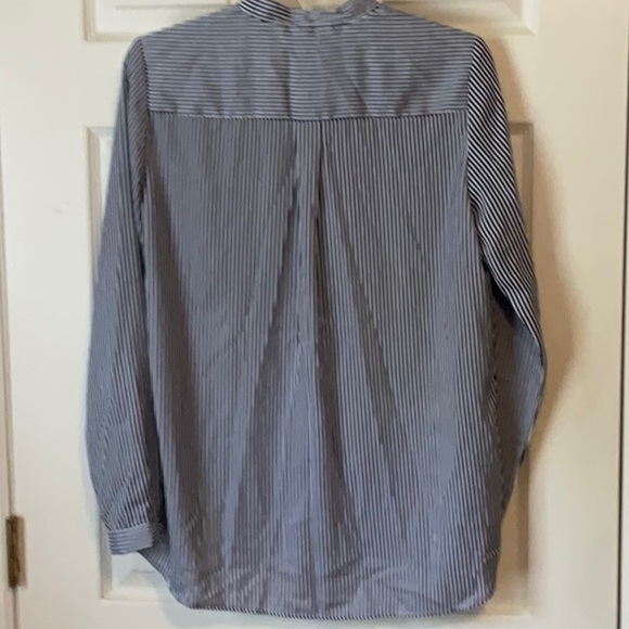 Mango MNG Women’s Blue and White Vertical Stripes Long Sleeves Top Size 4 - Picture 2 of 10